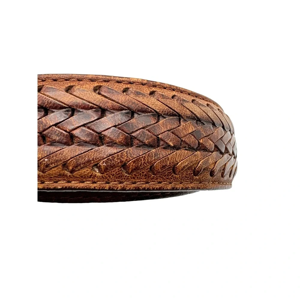Vintage Onyx by Brighton Leather Belt Mens 42 Brown Golf Concho Braided‎ Western
